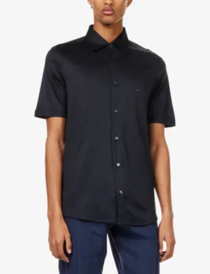 EMPORIO ARMANI Slim-Fit Short-Sleeve Cotton-Blend Shirt detail 3