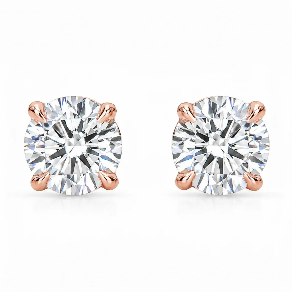 RINA - For Him FACTORY Classic Diamond Stud Earrings 11261 in Rose Gold – Earrings