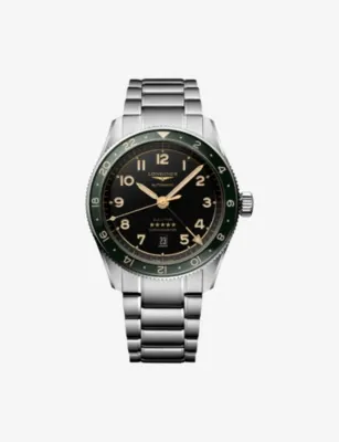 LONGINES L3.812.4.63.6 Spirit Zulu Time 42mm Ceramic Bezel Stainless-Steel Automatic Watch