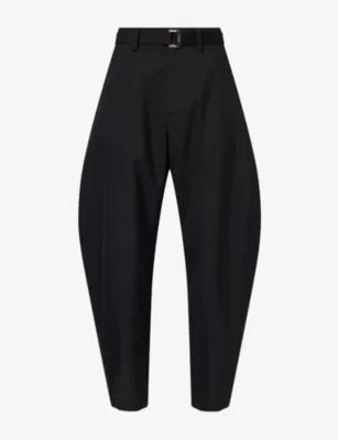 SACAI Suiting Barrel-Leg Wool-Blend Trousers