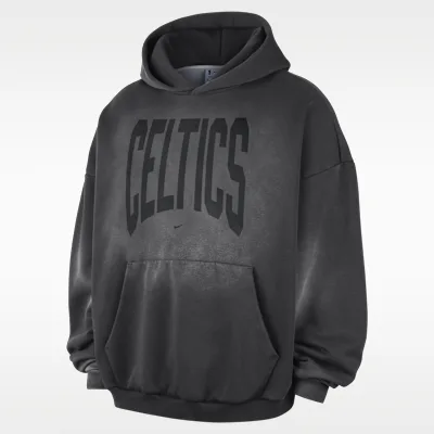 Nike Boston Celtics Standard Issue Men's Therma-FIT Fleece Washed Basketball Hoodie - Dark Charcoal/White