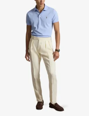POLO RALPH LAUREN Logo-Embroidery Short-Sleeved Cotton Polo Shirt in PEBBLE BLUE, additional product view 2