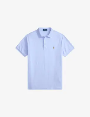 POLO RALPH LAUREN Logo-Embroidery Short-Sleeved Cotton Polo Shirt in PEBBLE BLUE – Mens | Tops & t-shirts | Polo shirts | Short sleeve