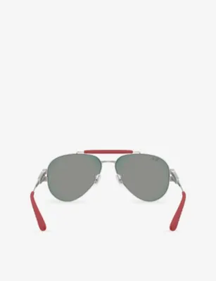 RAY-BAN RB3762M Ray-Ban x Scuderia Ferrari Aviator-Frame Metal Sunglasses detail 3
