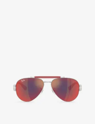 RAY-BAN RB3762M Ray-Ban x Scuderia Ferrari Aviator-Frame Metal Sunglasses