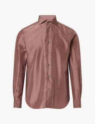 CORNELIANI Printed Long-Sleeve Silk Shirt - 15.75
