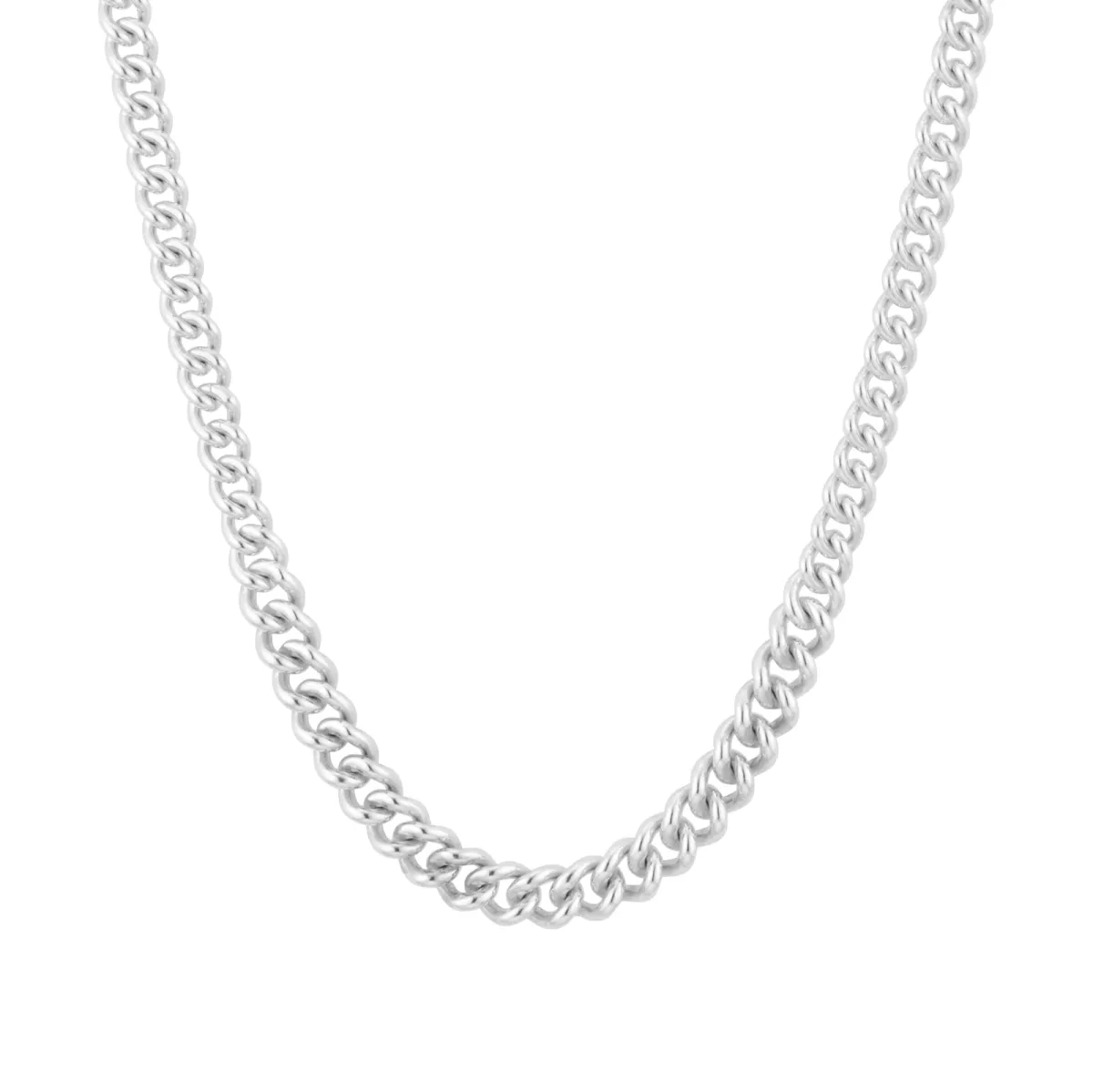 For Him Sterling Silver Graduated Curb Chain