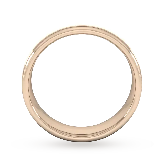 For Him 6mm Flat Court Heavy Matt Centre With Grooves Wedding Ring In 18 Carat Yellow Gold detail 3