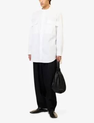 YOHJI YAMAMOTO Flap-Pocket Relaxed-Fit Cotton Shirt in WHITE, additional product view 2