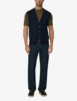 BOGGI MILANO Buttoned V-Neck Merino Wool Vest detail 2
