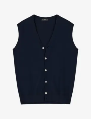 BOGGI MILANO Buttoned V-Neck Merino Wool Vest