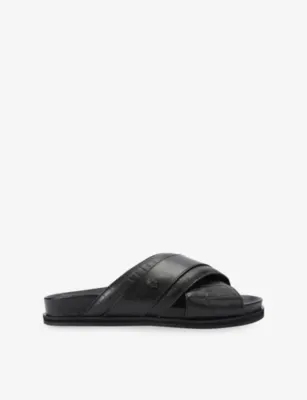 KURT GEIGER LONDON Baron Flat Leather Sandals - EUR 44 / 10 UK MEN in BLK/OTHER – Mens | Sandals | Sliders & flip flops