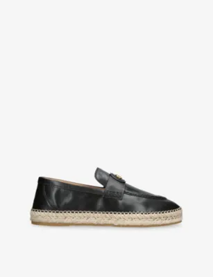 VALENTINO GARAVANI Palm Avenue Leather Espadrille Loafers - EUR 43 / 9 UK MEN in BLACK – Mens | Loafers