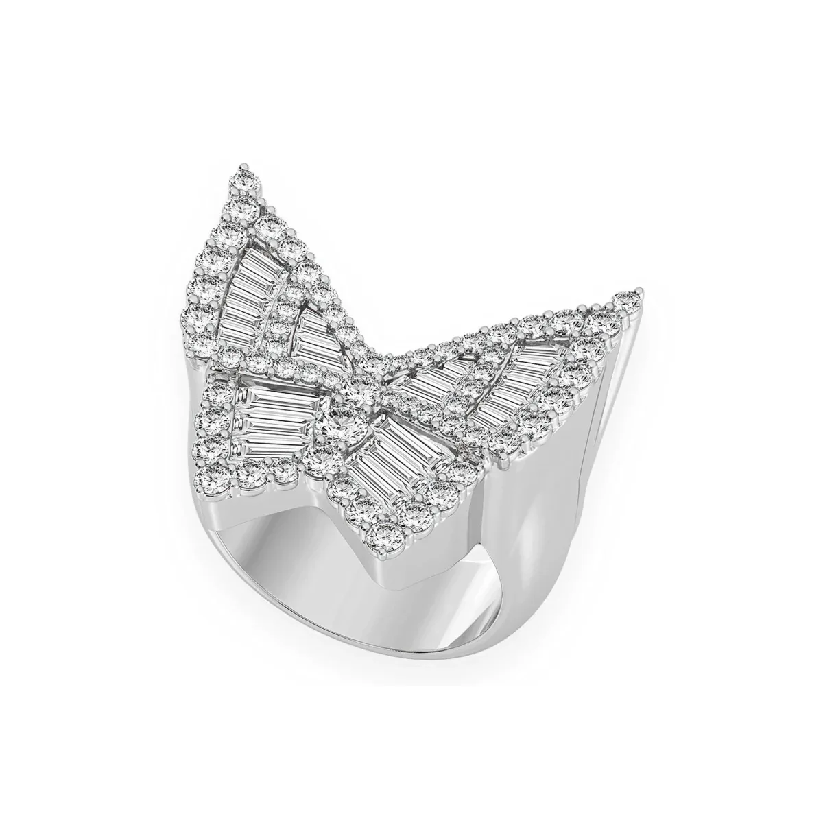 For Him Butterfly Baguette Signet Ring in White Gold / Natural Diamond – Ring