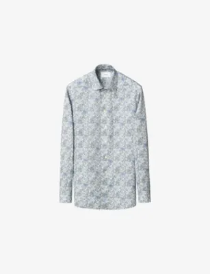 ETON Signature Twill Floral-Print Slim-Fit Cotton Shirt - 13.75
