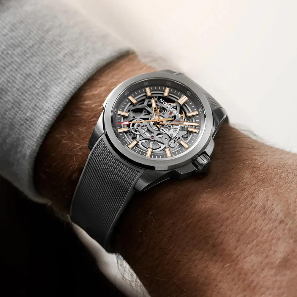 NORQAIN Independence Skeleton Grey 42mm in Grey, additional product view 2