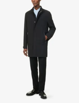 CORNELIANI Waterproof Long-Line Poplin Coat in BLACK, additional product view 2