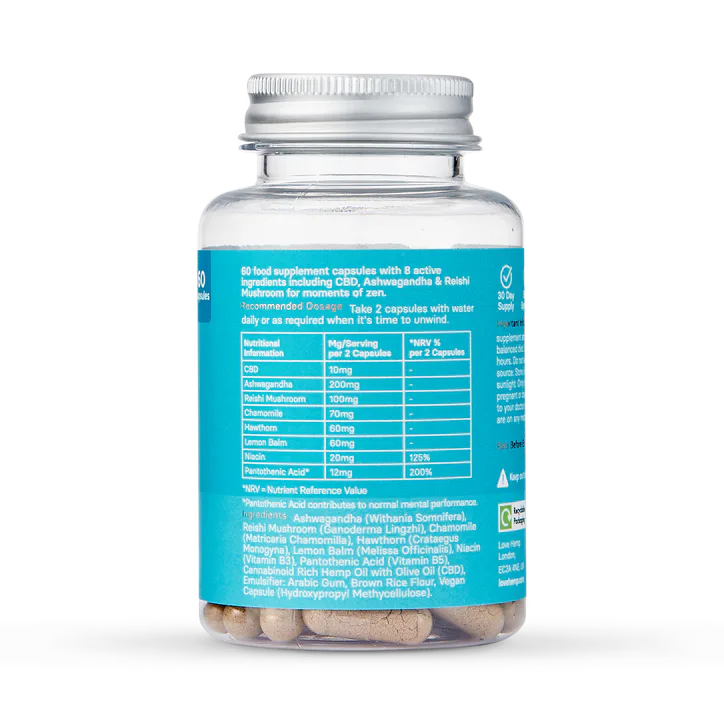 Love Hemp Stay Calm 300mg CBD Cold Press 60 Capsules, additional product view 2