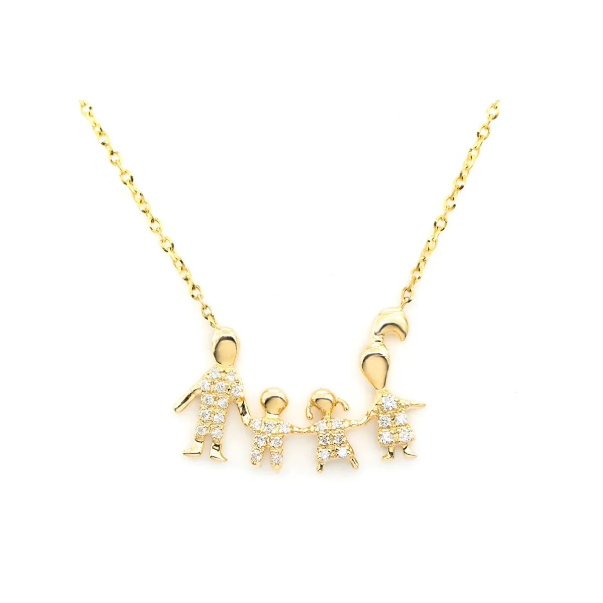 For Him Family of Four Diamond Necklace in Rose Gold / 16" / Lab Grown Diamond – Necklace