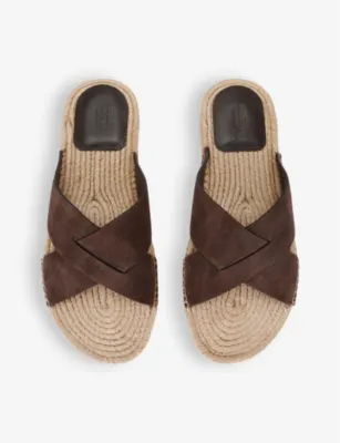 ERMENEGILDO ZEGNA Crossover suede espadrilles - EUR 44 / 10 UK MEN in DARK BROWN, additional product view 2