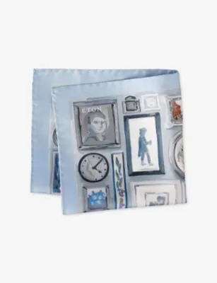 ETON Portrait Silk-Twill Pocket Square detail 2