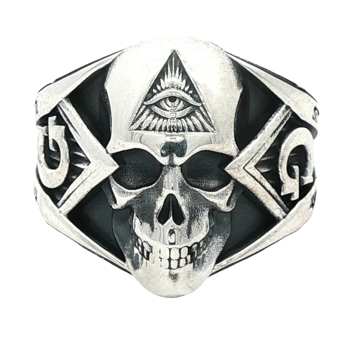 MARYAM - For Him SILVER For Him All Seeing Eye Skull Ring 71042 in 10 / Antique – Ring