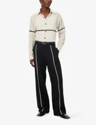 KARTIK RESEARCH Rabari Sultan Embroidered Cotton Trousers in BLACK ECRU, additional product view 2