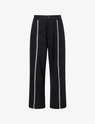 KARTIK RESEARCH Rabari Sultan Embroidered Cotton Trousers in BLACK ECRU – Mens | Trousers & shorts | Casual