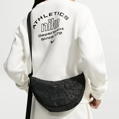 Nike Aura Floral Crescent Cross-Body Bag (4L) - Black/Black/Gunmetal