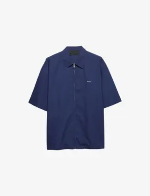 PRADA Short-Sleeved Technical Cotton Shirt - Blue