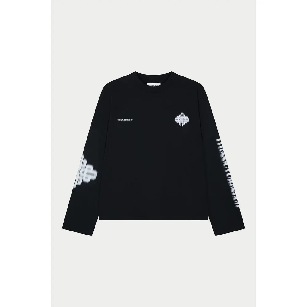 The Couture Club Men's Blurred Cotton Oversized-Fit Long-Sleeve T-Shirt