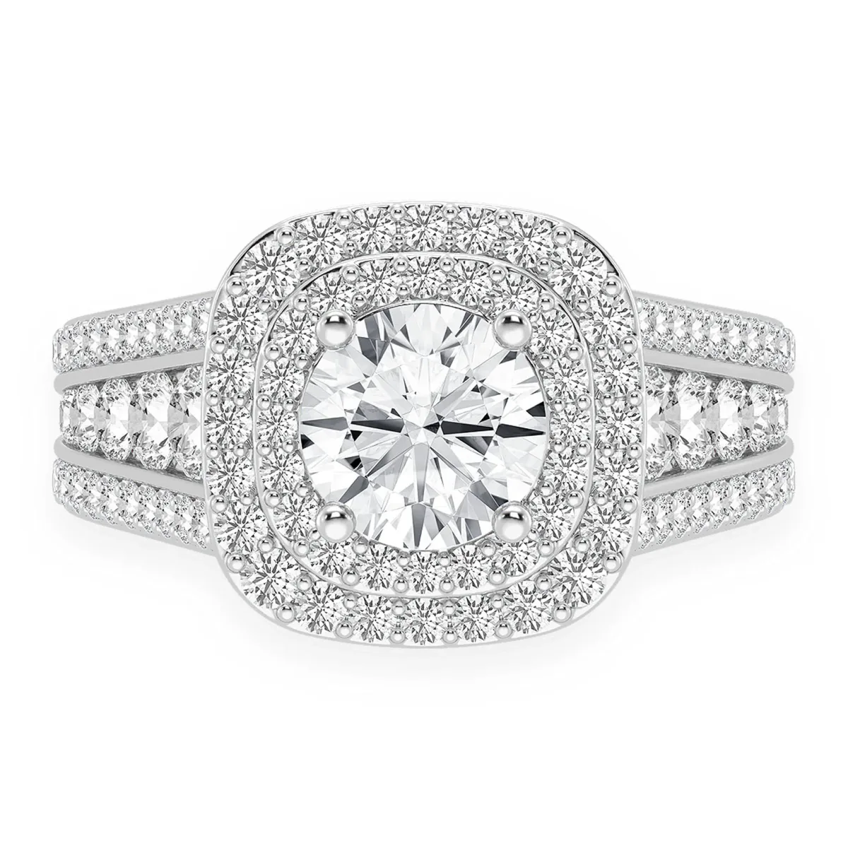 For Him Fancy Three Row Double Halo Diamond Ring in Rose Gold / Natural Diamond – Ring
