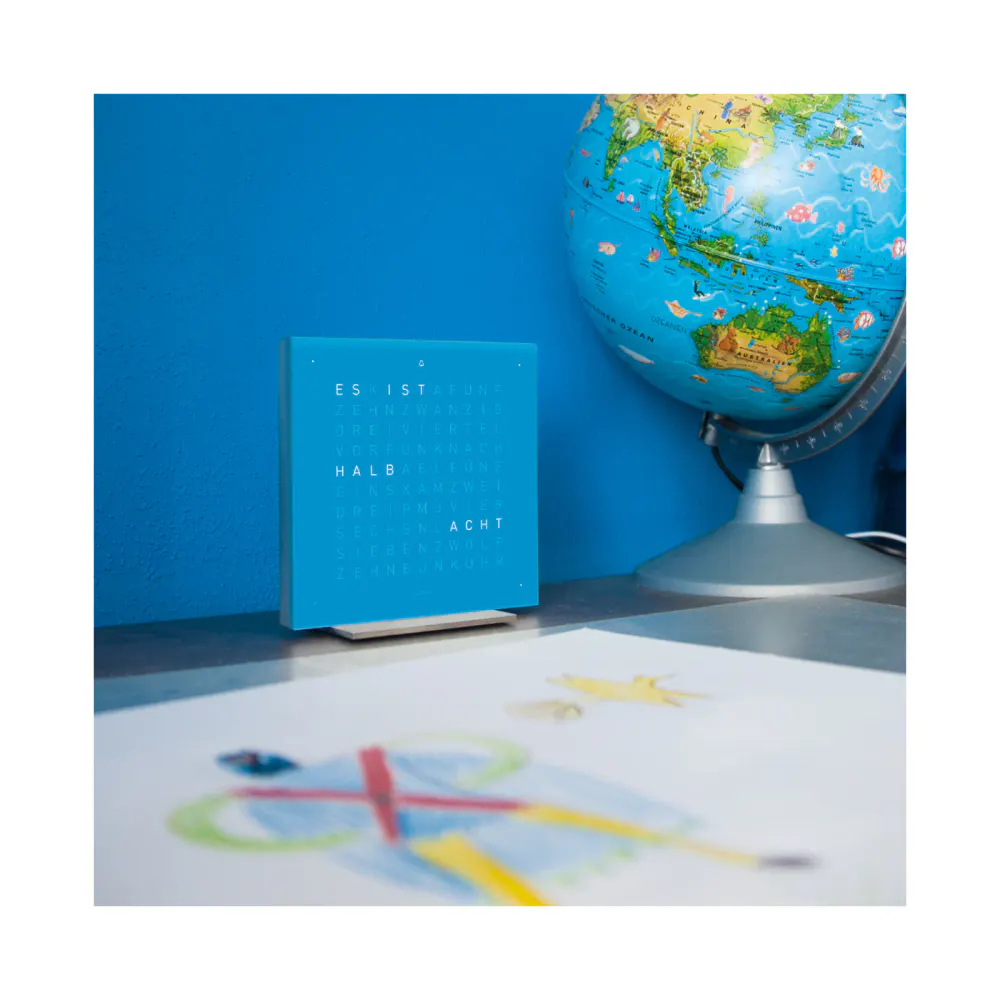 QLOCKTWO TOUCH Blue Candy Acrylic Table Clock 13.5cm in Blue, additional product view 3