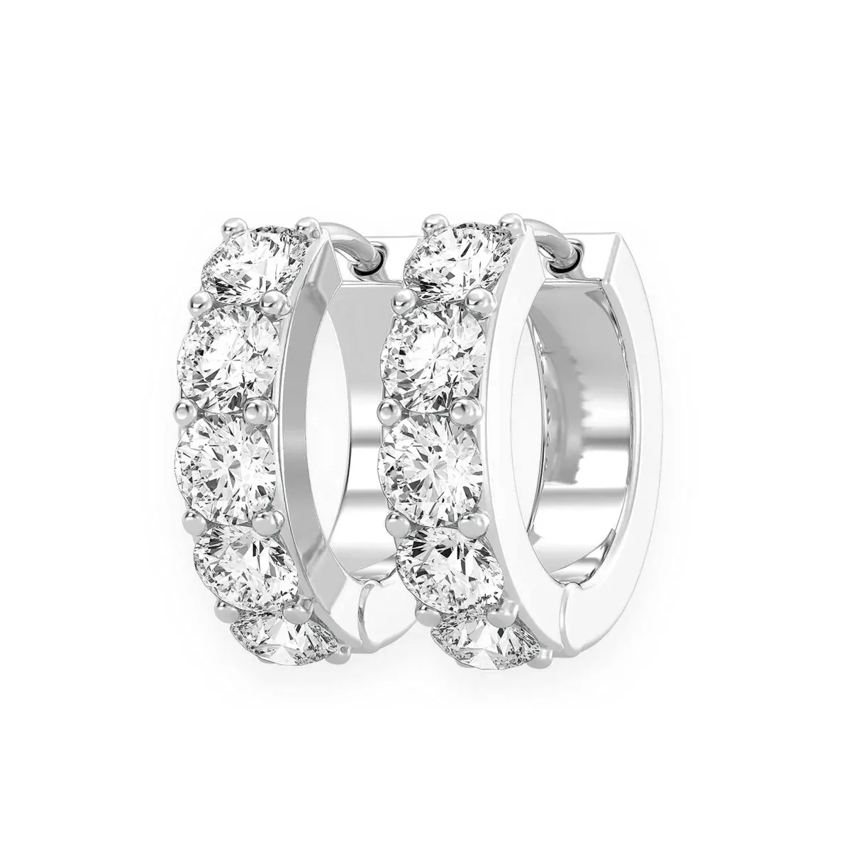 For Him One Row Diamond Huggies in 0.80ctw / White Gold / Natural Diamond – Earring