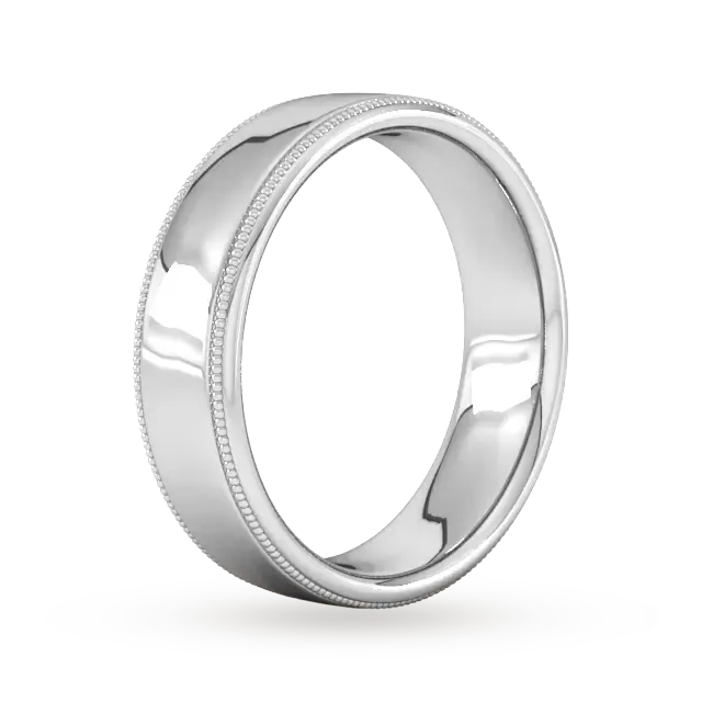For Him 6mm Slight Court Heavy Milgrain Edge Wedding Ring In 18 Carat Yellow Gold detail 2