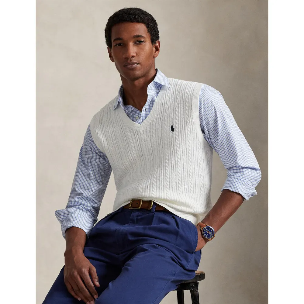 Polo Ralph Lauren Mens Cable Pony Vest detail 2