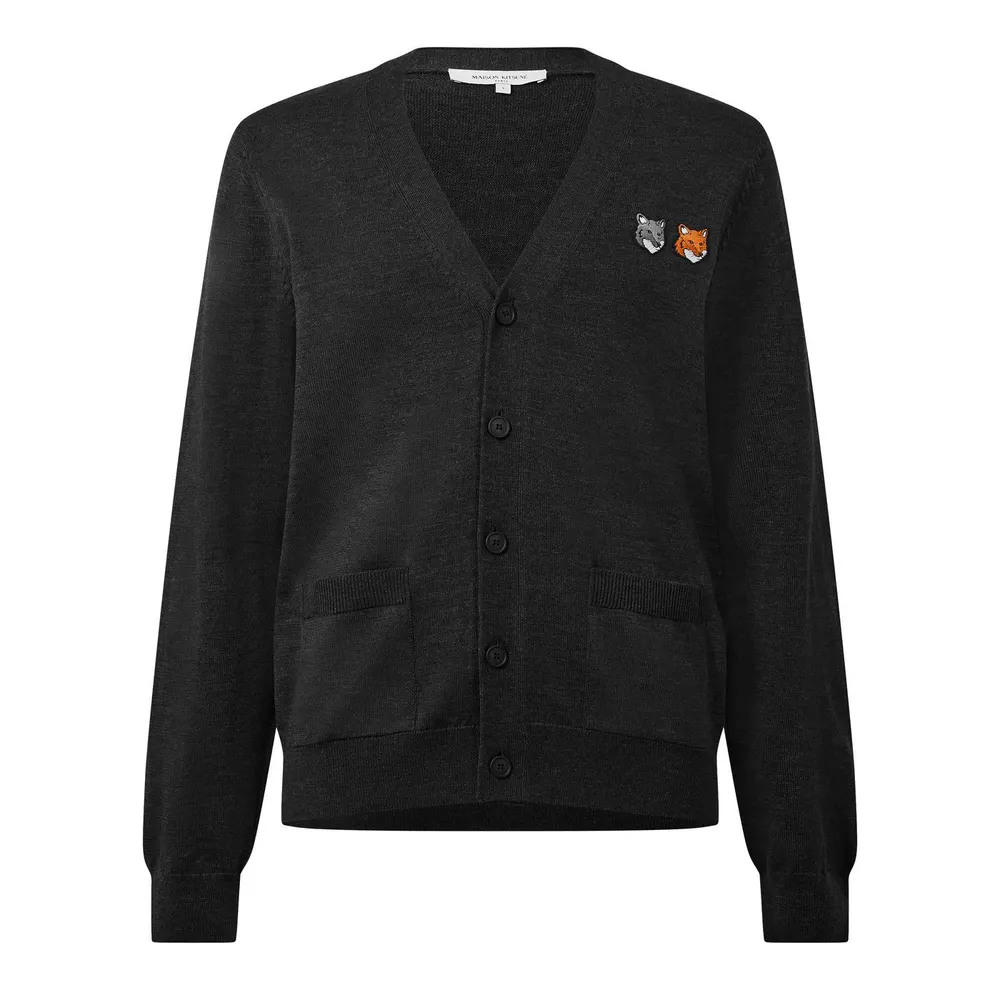 Maison Kitsune Men's Double Fox Hooded Cardigan