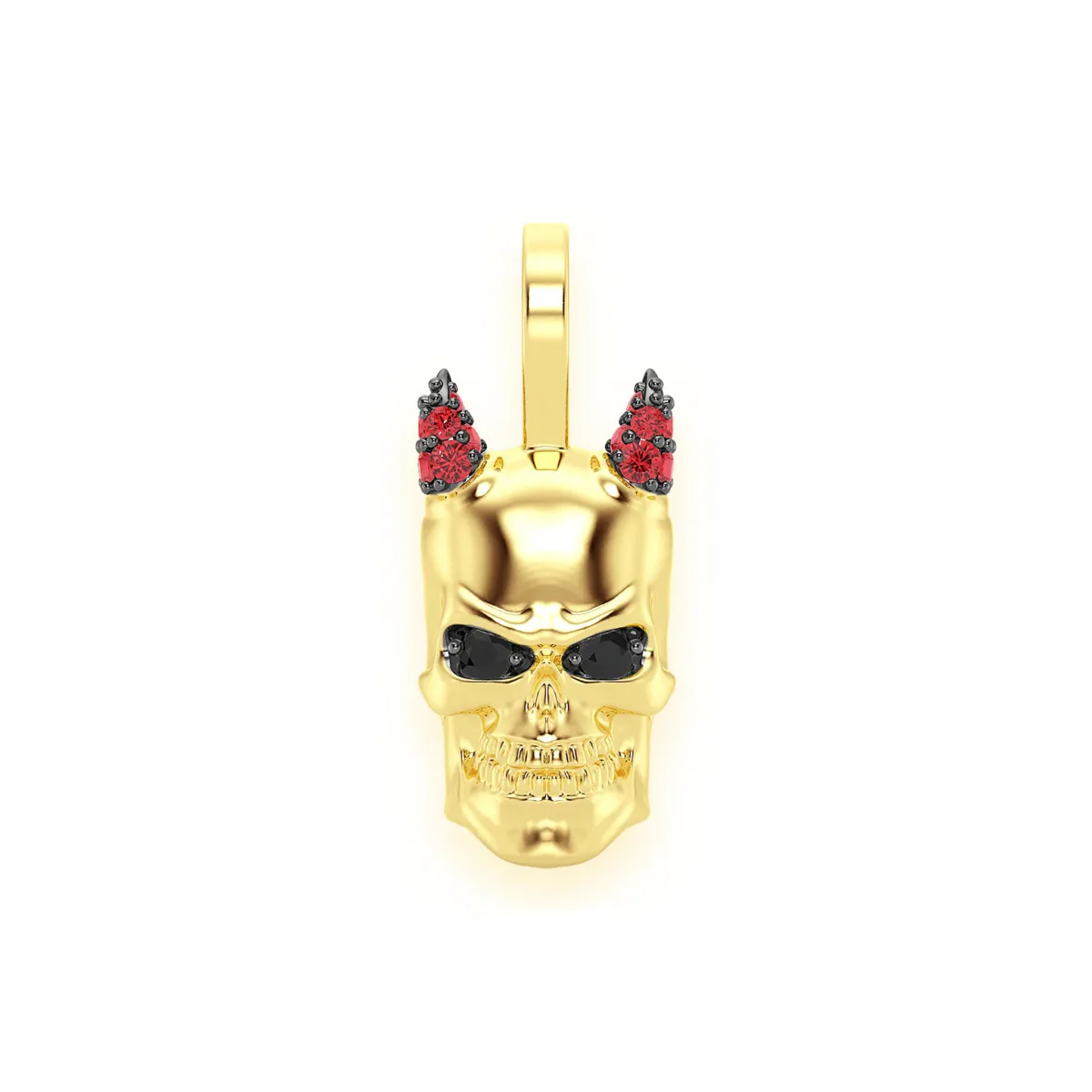 For Him Horned Skull Diamond Pendant in Yellow Gold – Pendant