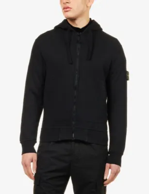 STONE ISLAND Brand-Patch Zip-Up Cotton Hoody detail 3