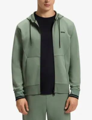BOSS Branded Zip-Up Stretch-Jersey Hoody detail 3