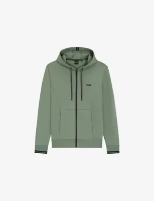 BOSS Branded Zip-Up Stretch-Jersey Hoody