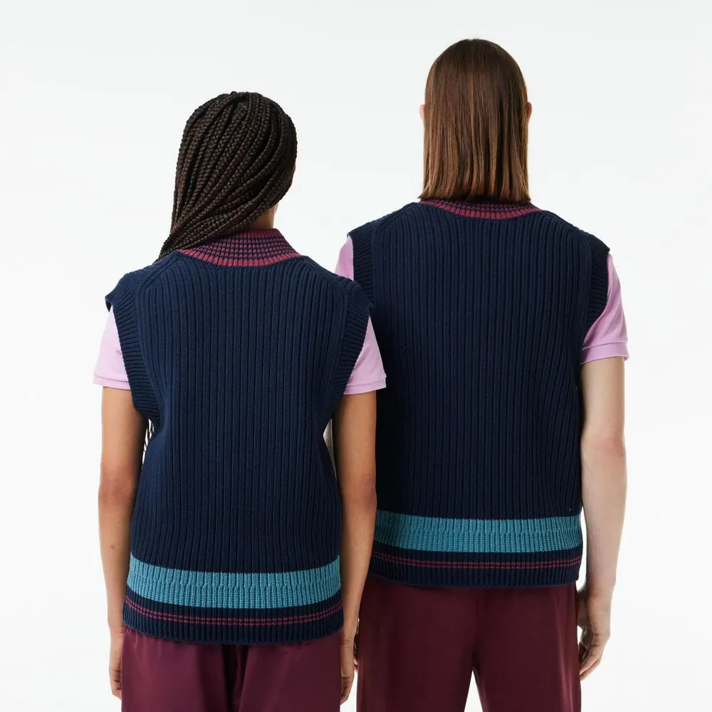 Lacoste Heavy Cotton Badge Accent Tennis Sweater in Navy, additional product view 2