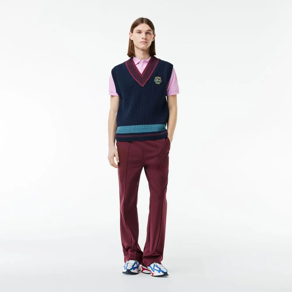 Lacoste Heavy Cotton Badge Accent Tennis Sweater in Navy, additional product view 3