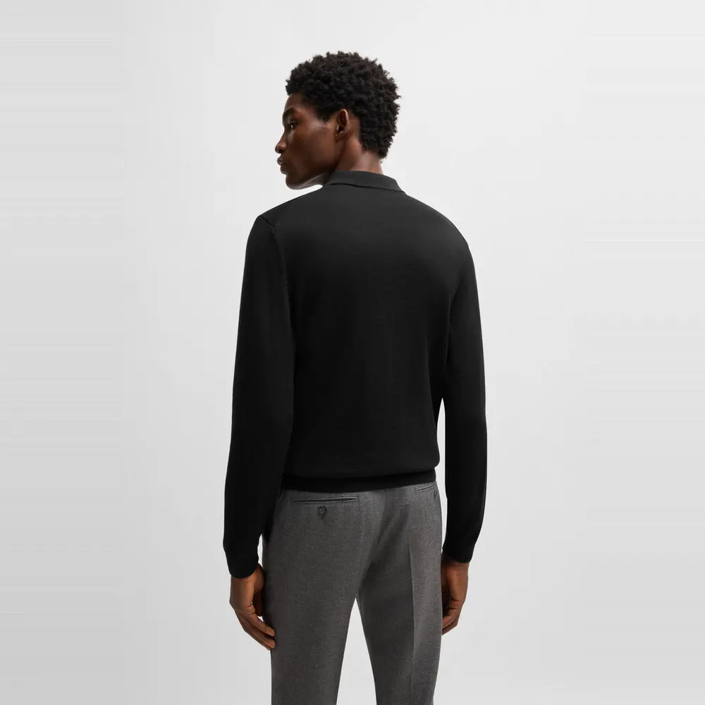 Boss Men's Bono Black Knitted Crew Neck Jumpers detail 3