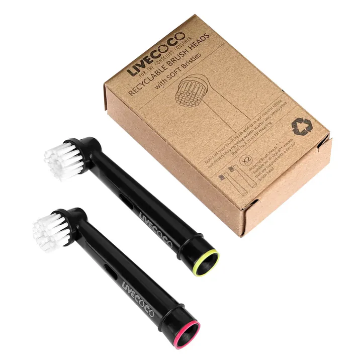 LiveCoco Recyclable Brush Heads (Soft Bristles - Oral-B/Braun compatible) 2Pack