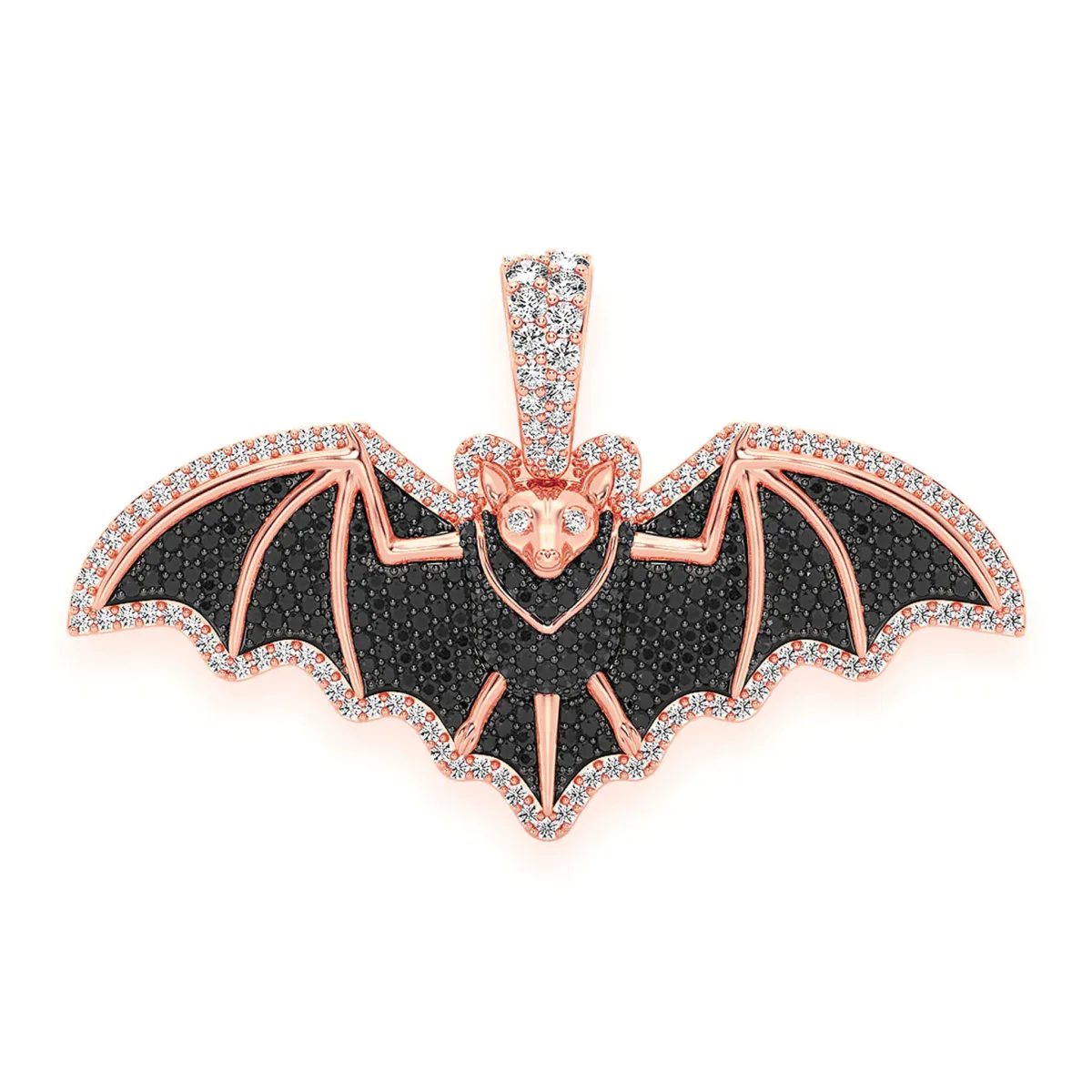 For Him Black Diamond Bat Pendant in Rose Gold – Pendant