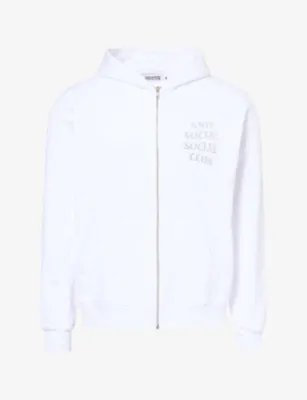 ANTI SOCIAL SOCIAL CLUB Rhinestone-Embellished Zip-Up Cotton- Jersey Hoody