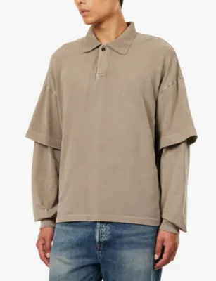 AGOLDE Curren Double-Sleeve Cotton Polo Shirt detail 3