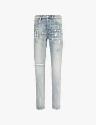 PURPLE BRAND P001 Paint blowout low-rise slim-fit stretch-denim jeans