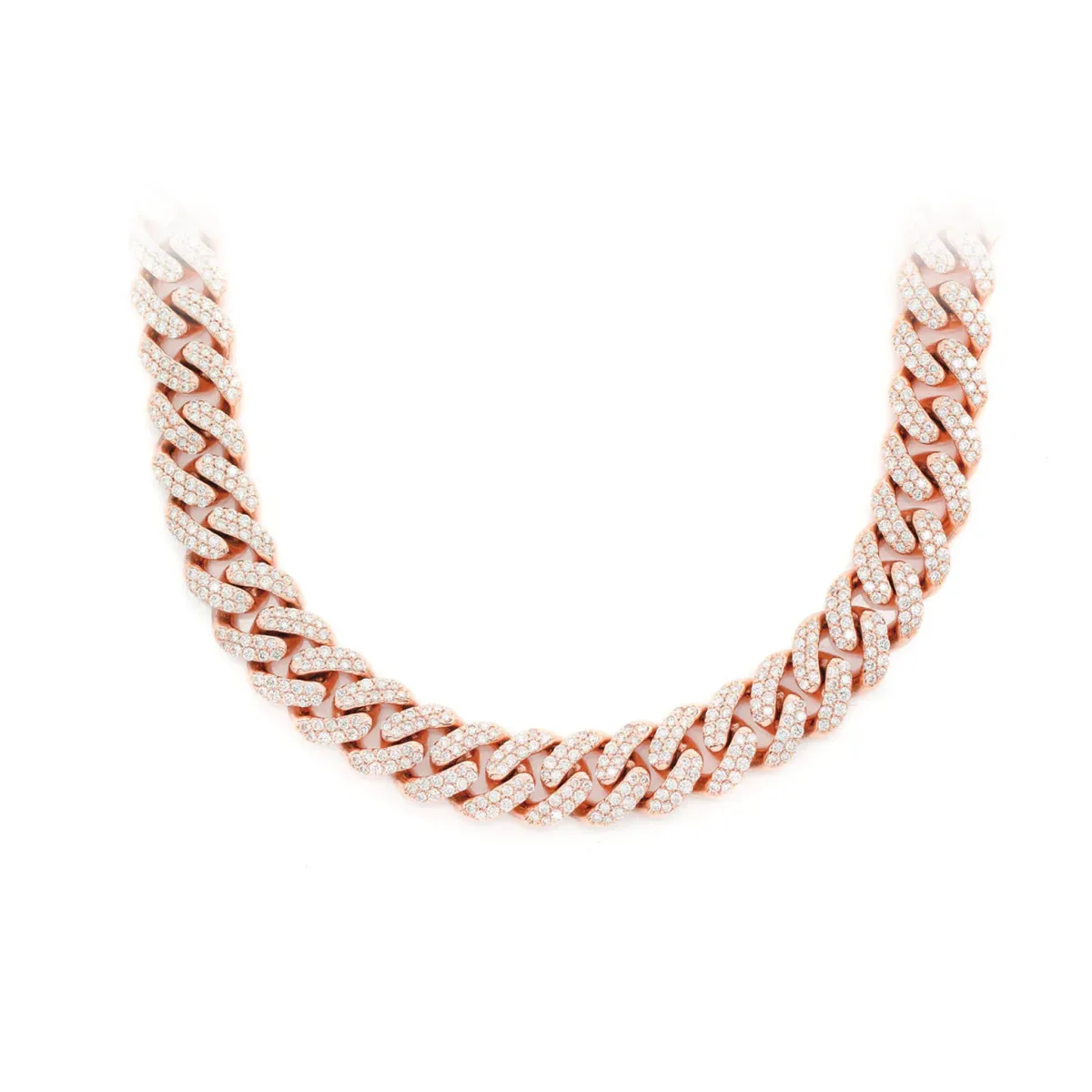 For Him Iced Miami Cuban Necklace in 10mm / 14.00ctw / Rose Gold / 22" – Necklace
